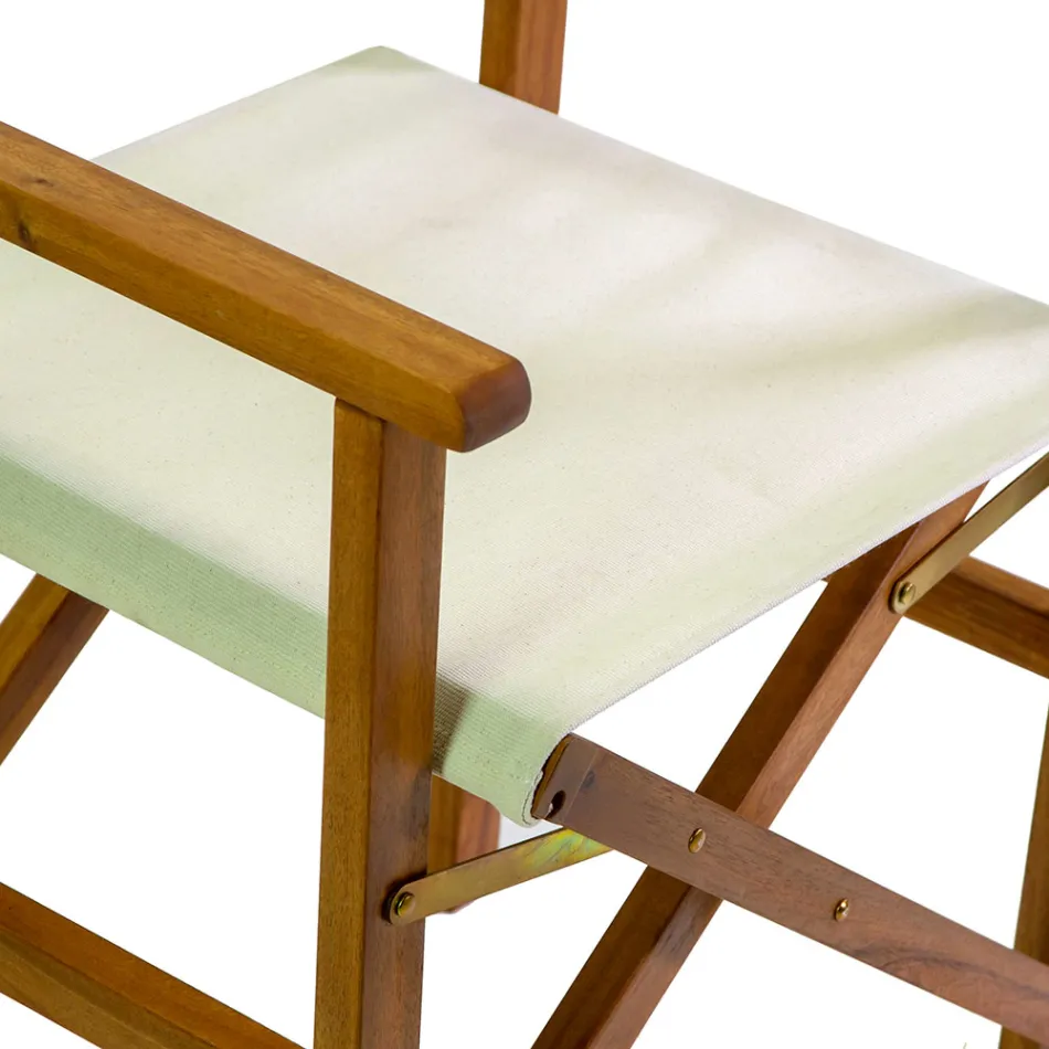 Regiestuhl aus geöltem Akazienholz Naturfarbe - Technical Viadurini