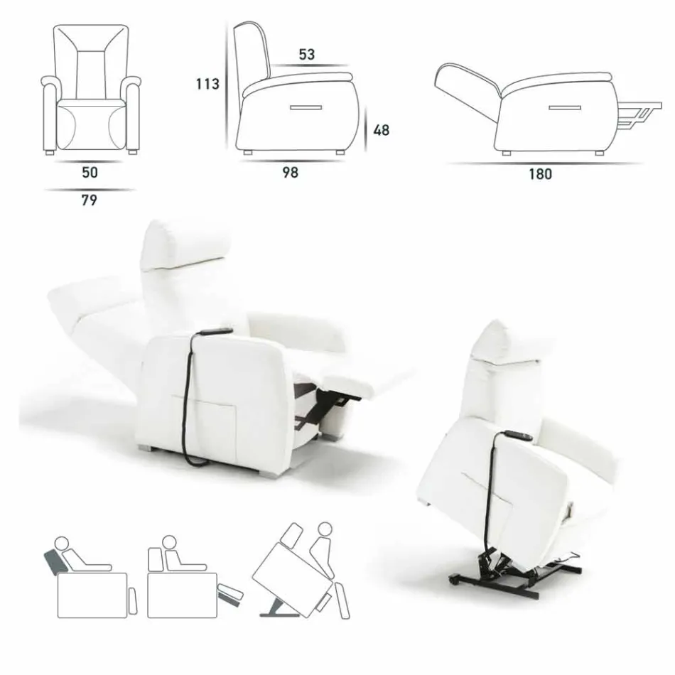 Relax Stuhl alzapersona 2 Design Motoren Rosa, made in Italy Viadurini