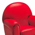 Wohnzimmersessel mit Lederbezug und Holzfüßen Made in Italy - Pegolo Viadurini