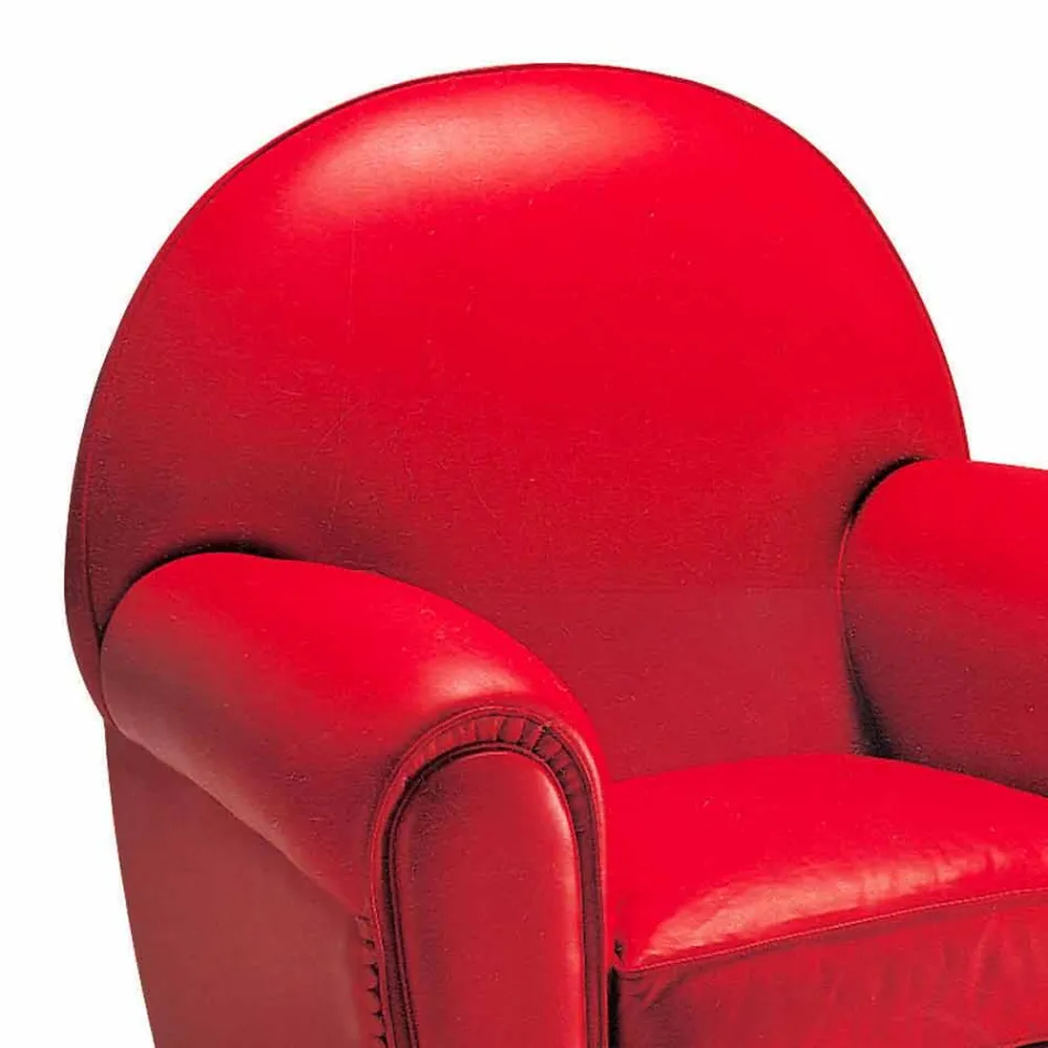 Wohnzimmersessel mit Lederbezug und Holzfüßen Made in Italy - Pegolo Viadurini