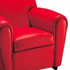 Wohnzimmersessel mit Lederbezug und Holzfüßen Made in Italy - Pegolo Viadurini