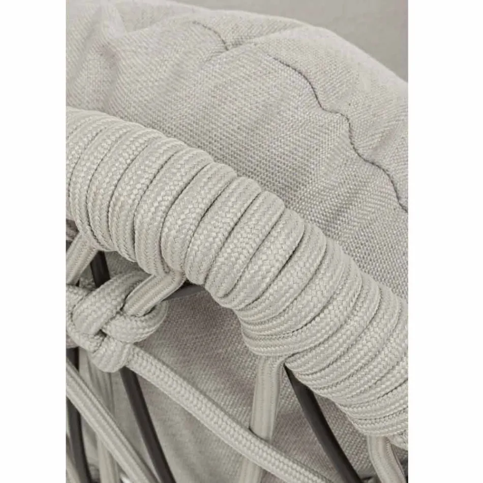 Aufhängender Outdoor-Sessel aus gewebtem Seil mit Stahlsockel - Soja Viadurini