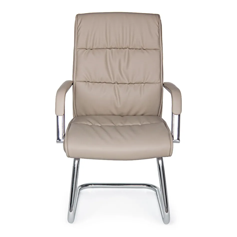 Sled Bürostuhl Stahl und Kunstleder mit Armlehnen 2 Stück - Monaldo Viadurini