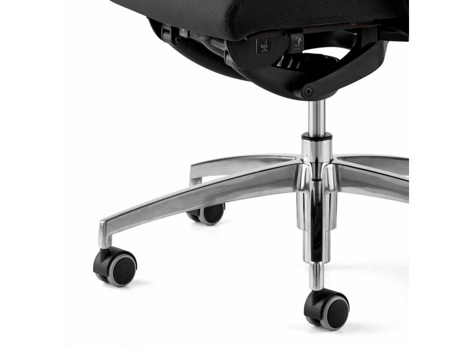 Drehbarer ergonomischer Design-Bürosessel mit Armlehnen und Kopfstütze - Romolo Viadurini