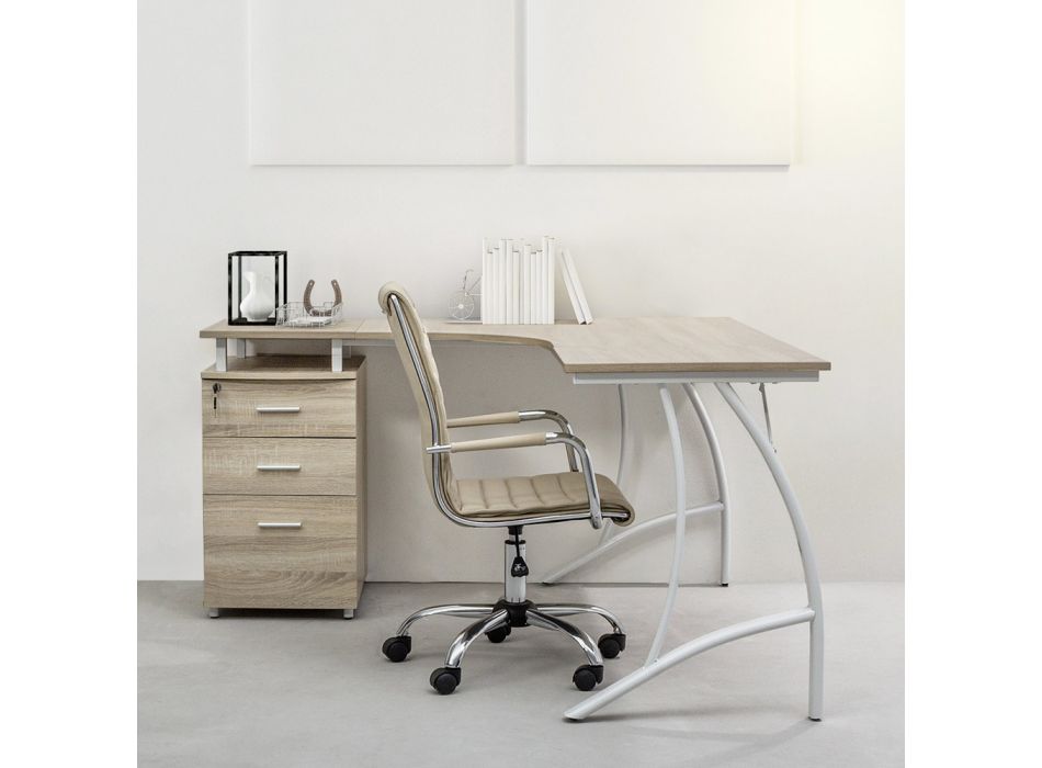 Ergonomischer Bürosessel mit Armlehnen aus Stahl und Kunstleder - Mantica Viadurini