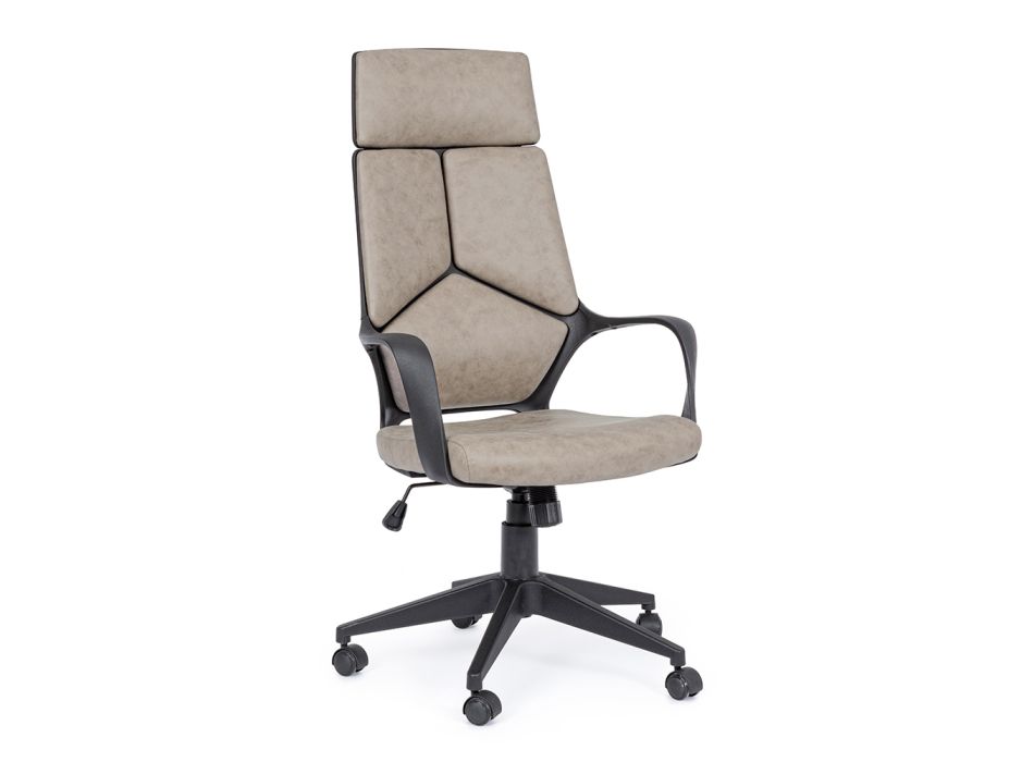 Drehbarer Bürosessel mit hoher Rückenlehne aus Nylon und Polyester - Raemon Viadurini