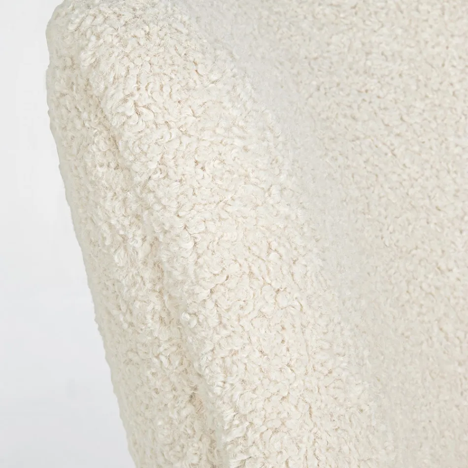 VIntage Sessel aus Gummibaumholz und Wolleffekt Sitz und Armlehnen - Patrizia Viadurini