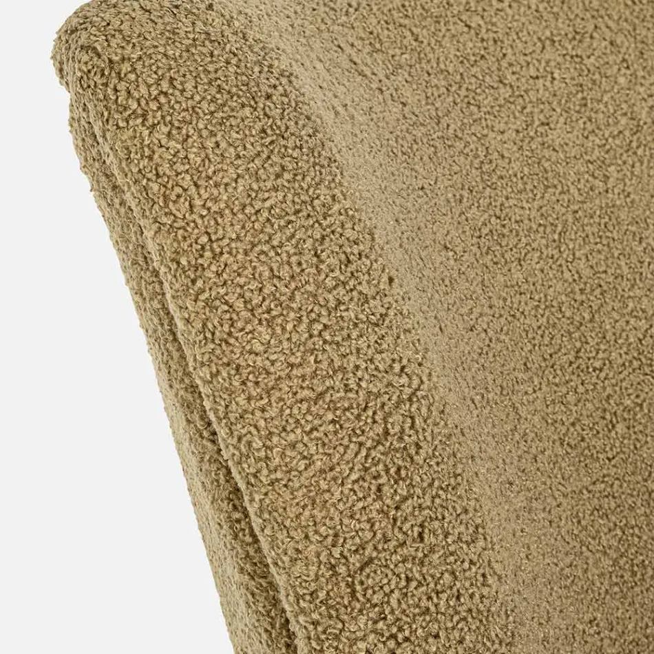 VIntage Sessel aus Gummibaumholz und Wolleffekt Sitz und Armlehnen - Patrizia Viadurini