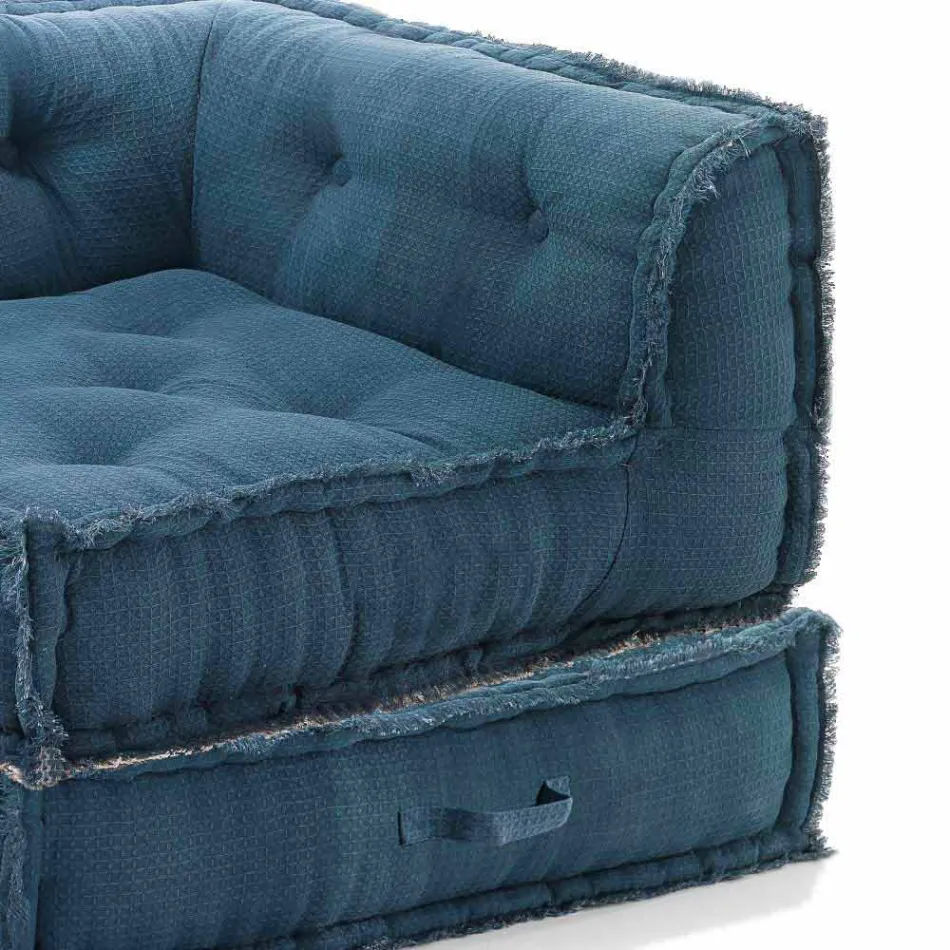 Corner Chaise Longue Sessel aus grauer, grüner oder blauer Baumwollfaser Viadurini