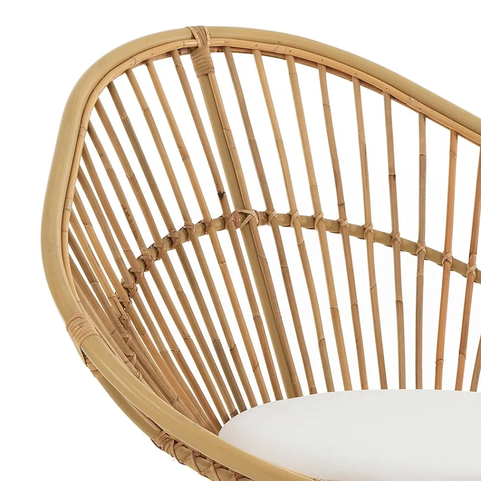 Outdoor- und Indoor-Sessel aus Rattan und Baumwollkissen – Ecrire Viadurini