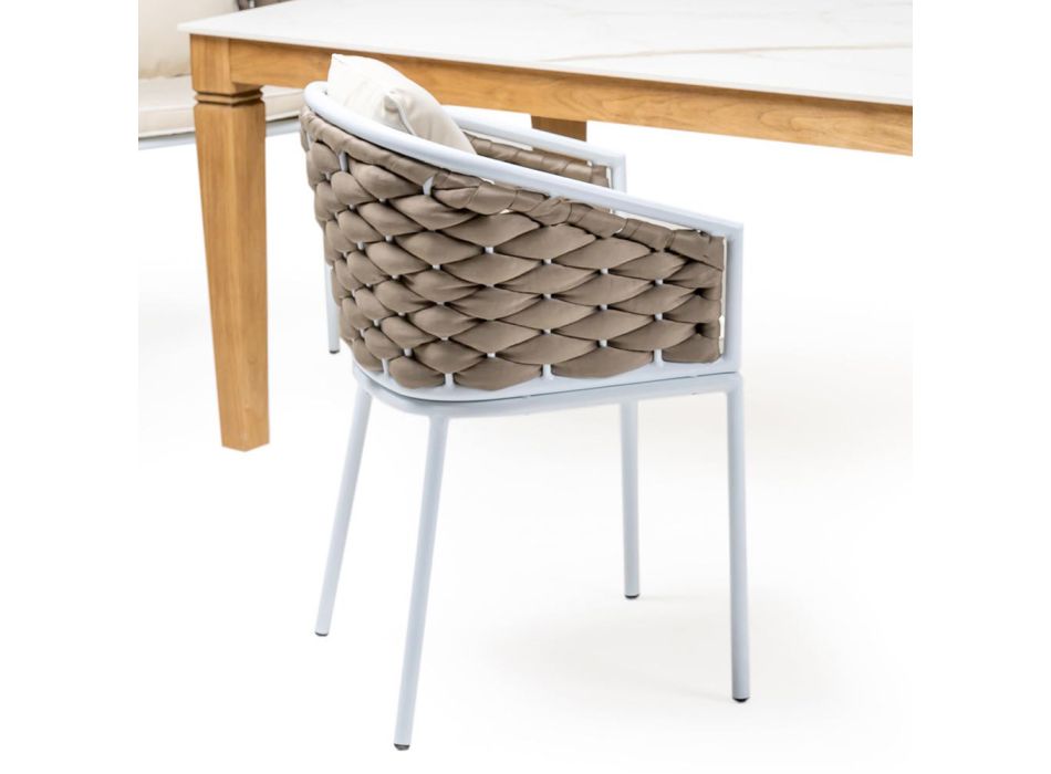 Outdoor-Sessel aus Aluminium und handgewebtem Olefil-Stoff – Reda Viadurini