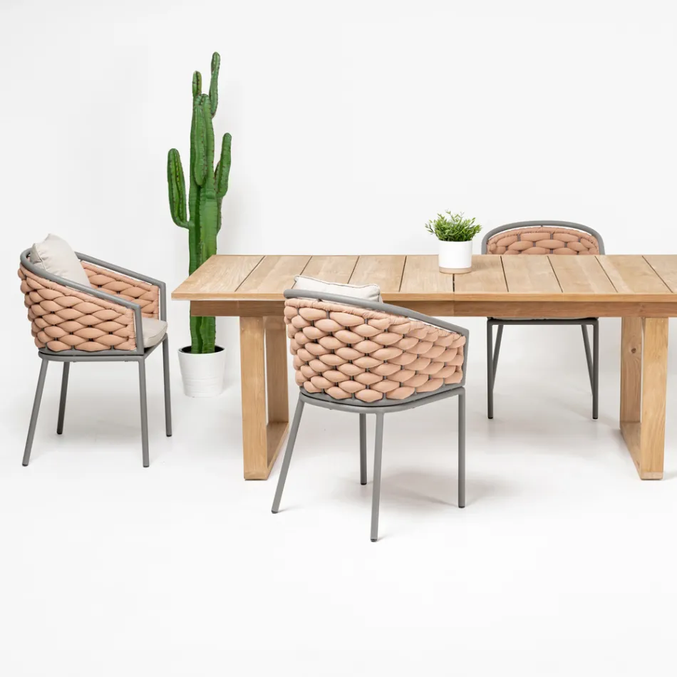 Outdoor-Sessel aus Aluminium und handgewebtem Olefil-Stoff – Reda Viadurini