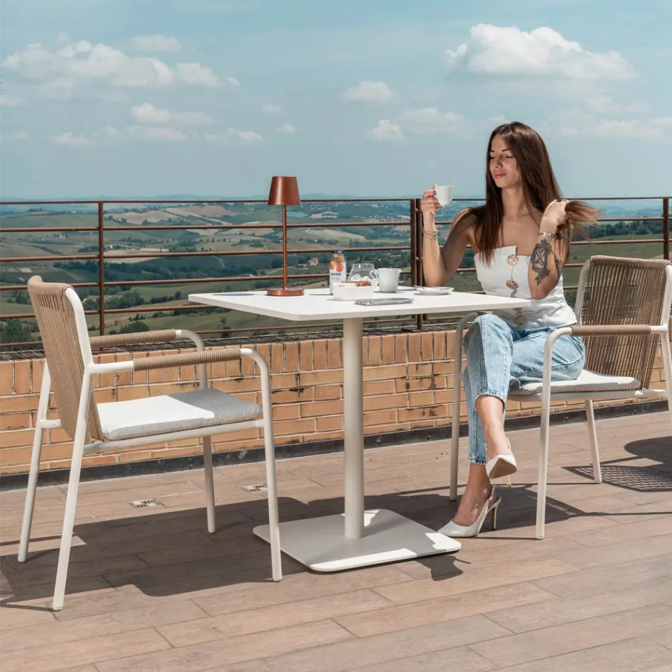 Outdoor-Sessel aus beigem Aluminium und Terra-Seil - Luxe Viadurini