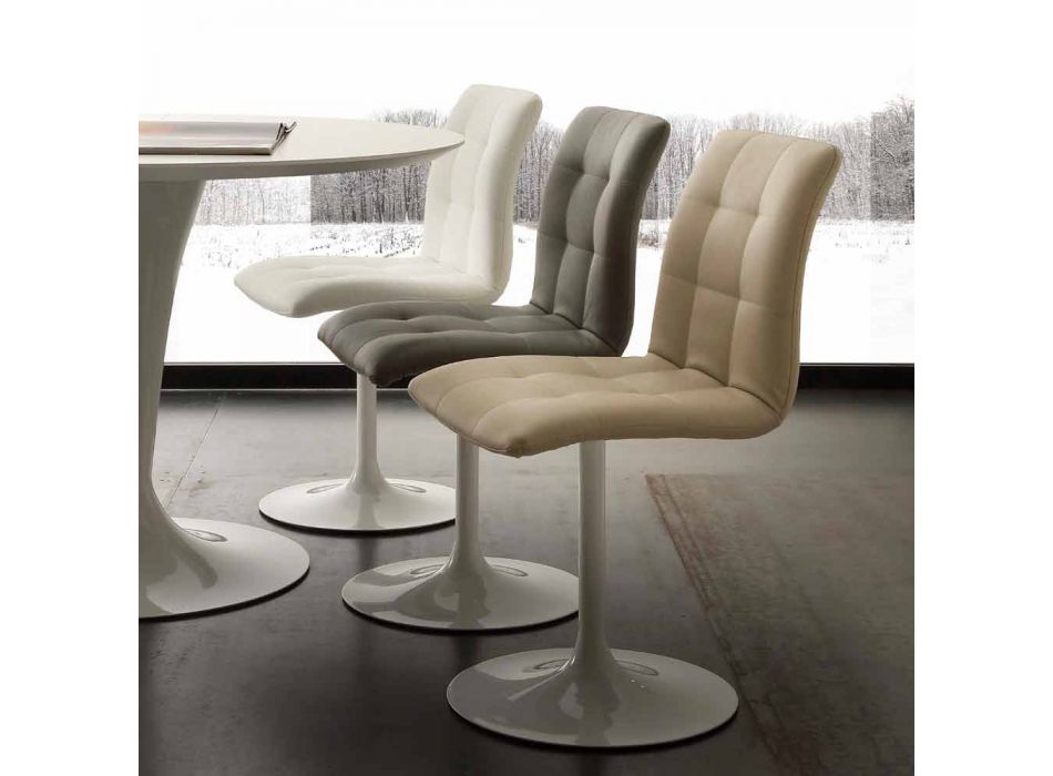 Sessel aus Stahl und Kunstleder drehbar Valencia in modernem Design Viadurini