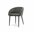 Gepolsterter Sessel mit Untergestell aus Nerz- oder Graphitlackiertem Stahl - Tagata Viadurini