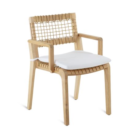 Outdoor-Sessel aus Teakholz und WaProLace Made in Italy mit Kissen - Oracle Viadurini