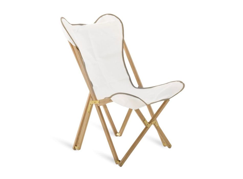 Klappbarer Outdoor-Sessel aus Teakholz und verschiedenen Materialien Made in Italy - Sleepy Viadurini