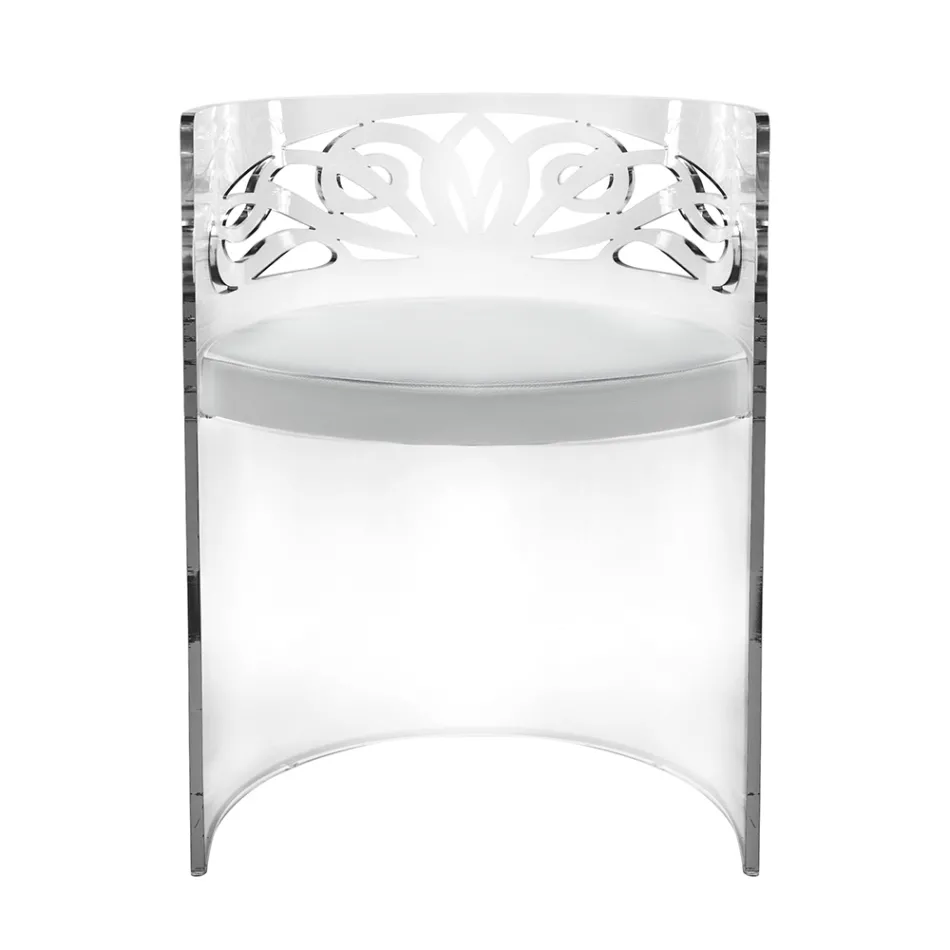 Transparenter Plexiglas-Sessel mit gepolstertem Sitz, hergestellt in Italien – Caelia Viadurini