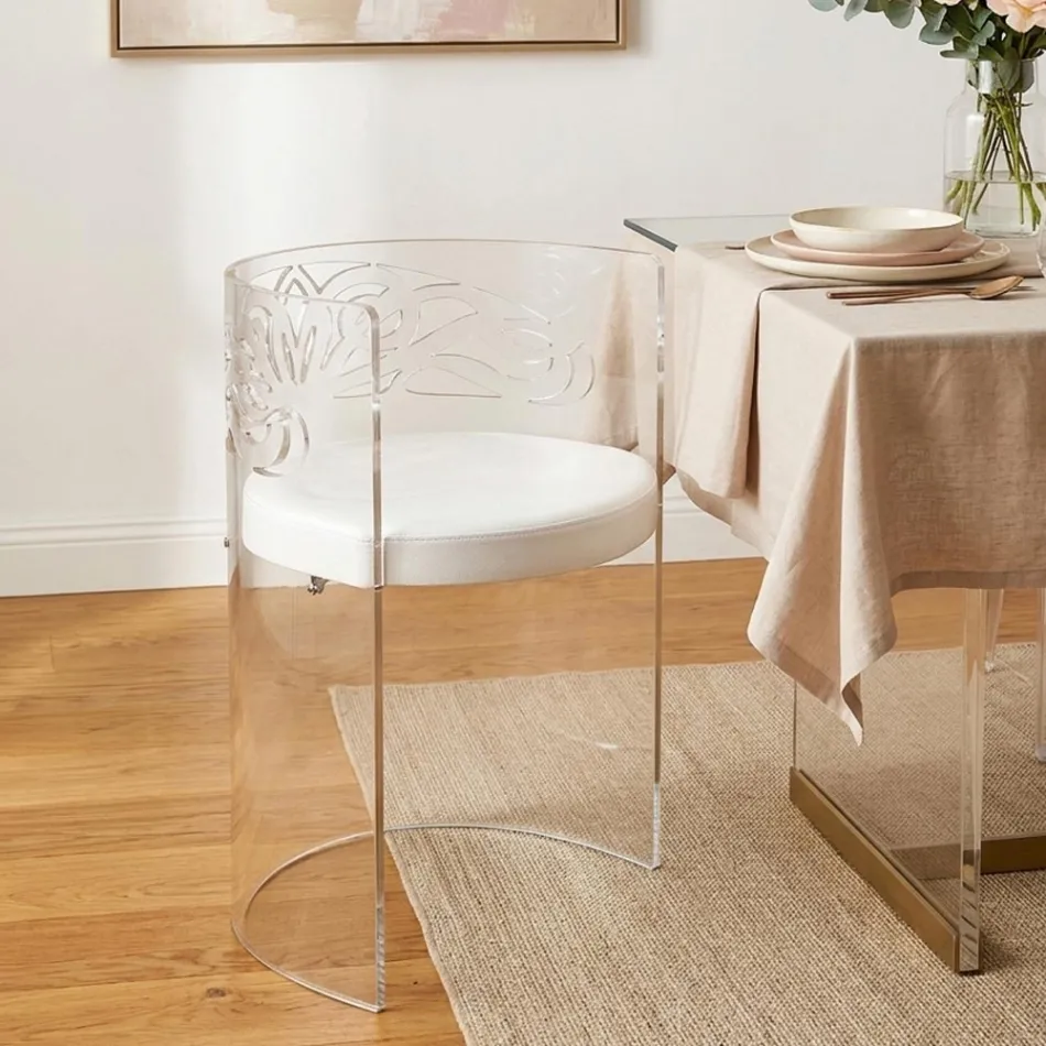Transparenter Plexiglas-Sessel mit gepolstertem Sitz, hergestellt in Italien – Caelia Viadurini