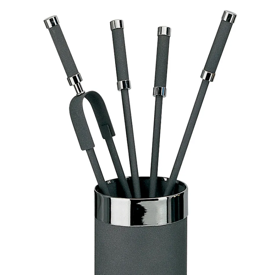 Werkzeughalter mit 4 Kaminzubehörteilen im Lieferumfang enthalten, hergestellt in Italien – Schlange Viadurini