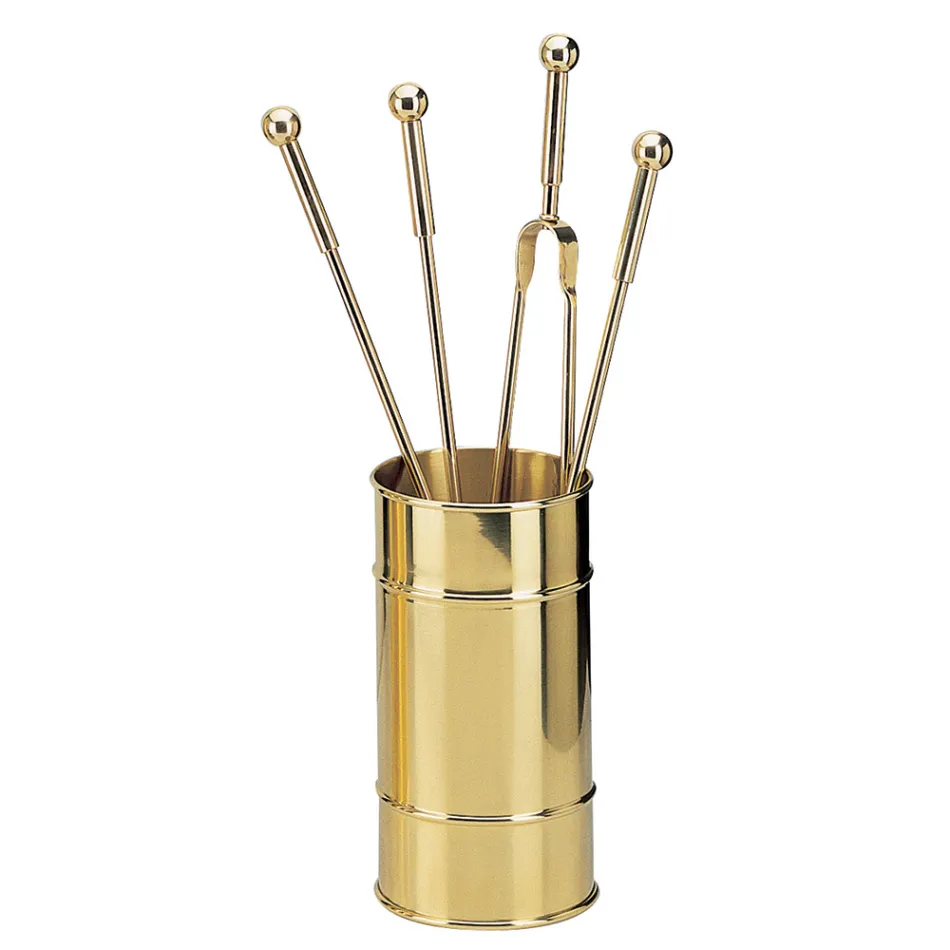 Kaminbesteckhalter aus Messing, 4-teilig, hergestellt in Italien – Giraffe Viadurini