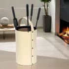 Runder Werkzeughalter aus Kunstleder mit Griff und 4 Zubehörteilen, hergestellt in Italien – Taube Viadurini