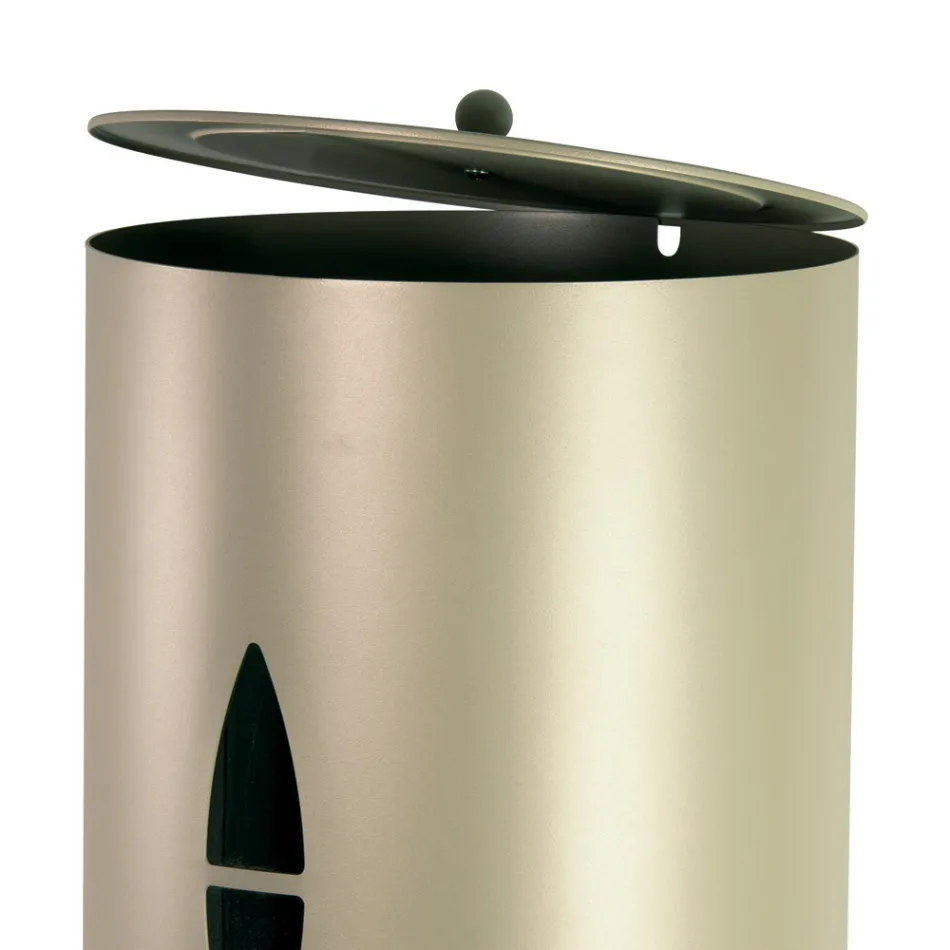 Pellethalter mit Deckel, Besen und Schaufel. Hergestellt in Italien – Cacatua Viadurini