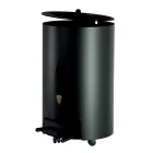 Pellethalter mit Deckel, Besen und Schaufel. Hergestellt in Italien – Cacatua Viadurini