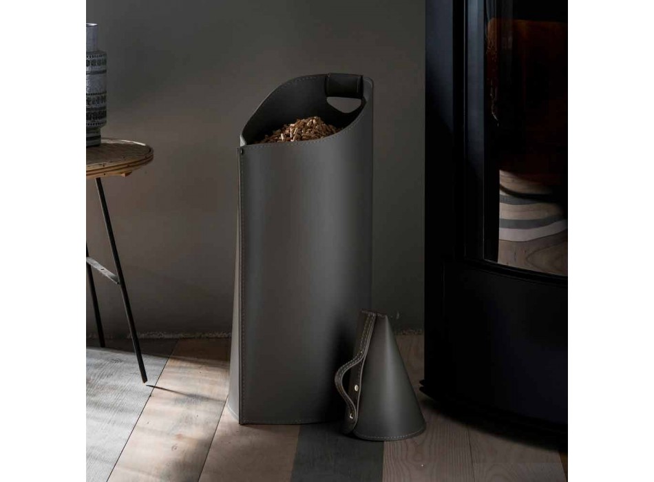 Pellethalter mit Innensessir in schwarzem Leder von Sapir Design Viadurini