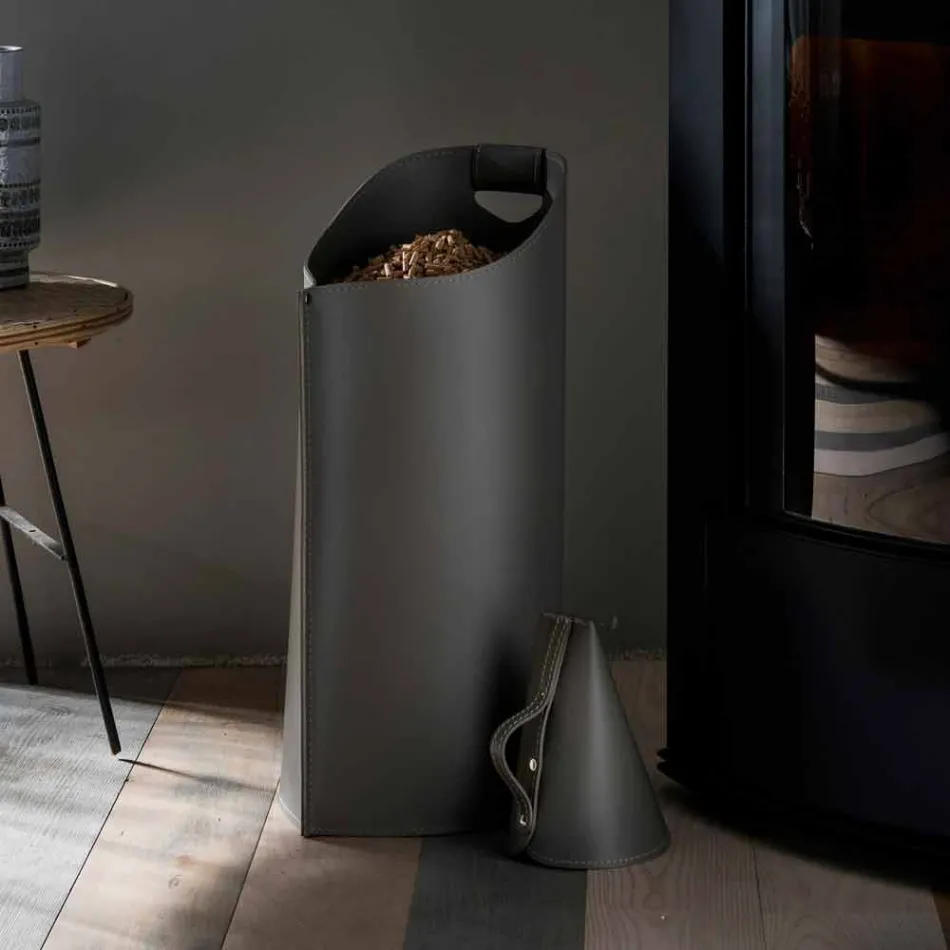 Pellethalter mit Innensessir in schwarzem Leder von Sapir Design Viadurini