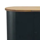 Pellethalter aus Metall mit Rädern und Holzdeckel, hergestellt in Italien – Bisonte Viadurini