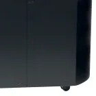 Pellethalter aus Metall mit Rädern und Holzdeckel, hergestellt in Italien – Bisonte Viadurini