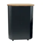 Pellethalter aus Metall mit Rädern und Holzdeckel, hergestellt in Italien – Bisonte Viadurini