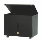 Pellethalter aus Metall mit Rädern und Deckel, hergestellt in Italien – Gazza Viadurini