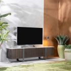 TV-Ständer mit Keramikplatte in Calacatta-Marmoroptik, 2 Türen und 2 Schubladen – Clak Viadurini
