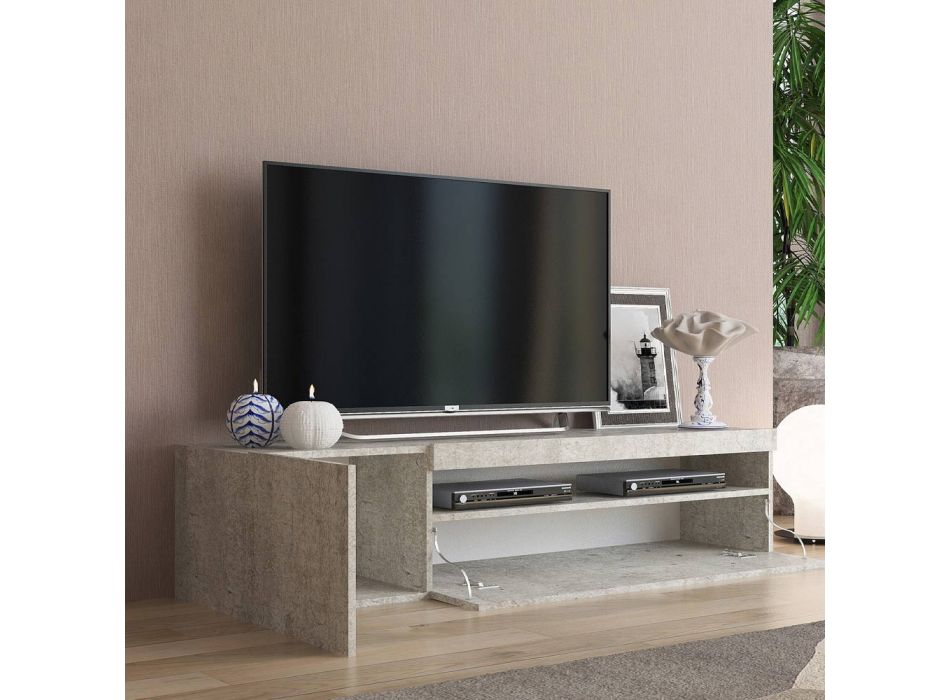 Wohnzimmer TV-Ständer aus Holz im italienischen Design mit offenem Fach - Suzana Viadurini