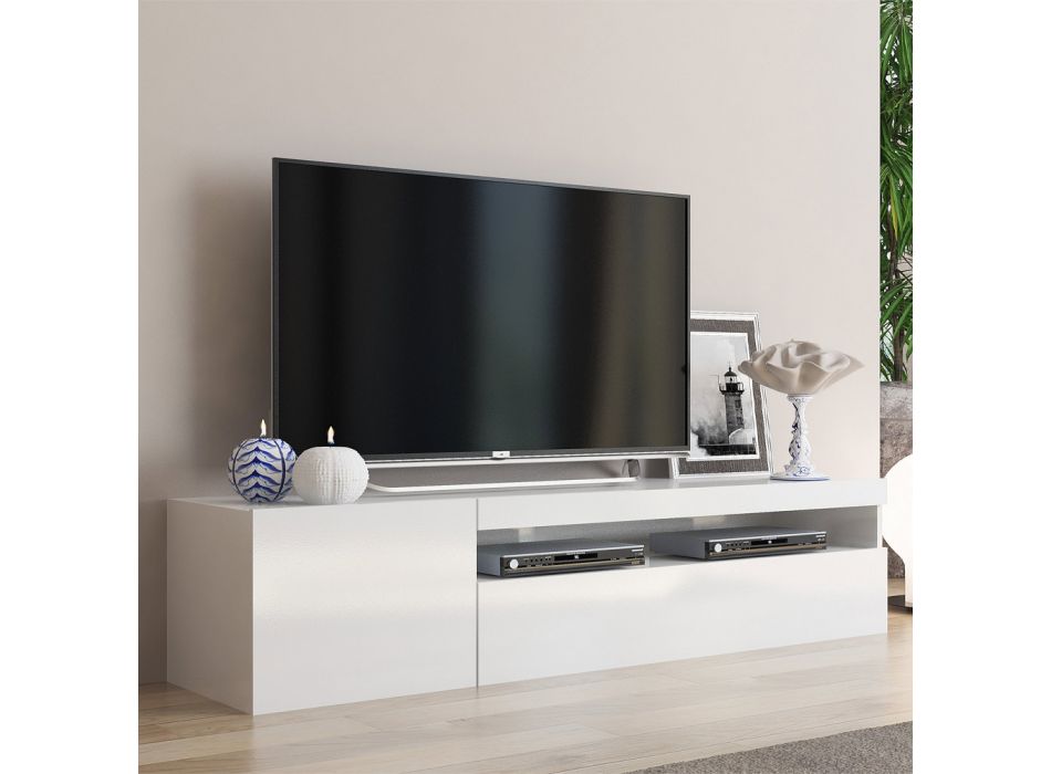 Wohnzimmer TV-Ständer aus Holz im italienischen Design mit offenem Fach - Suzana Viadurini