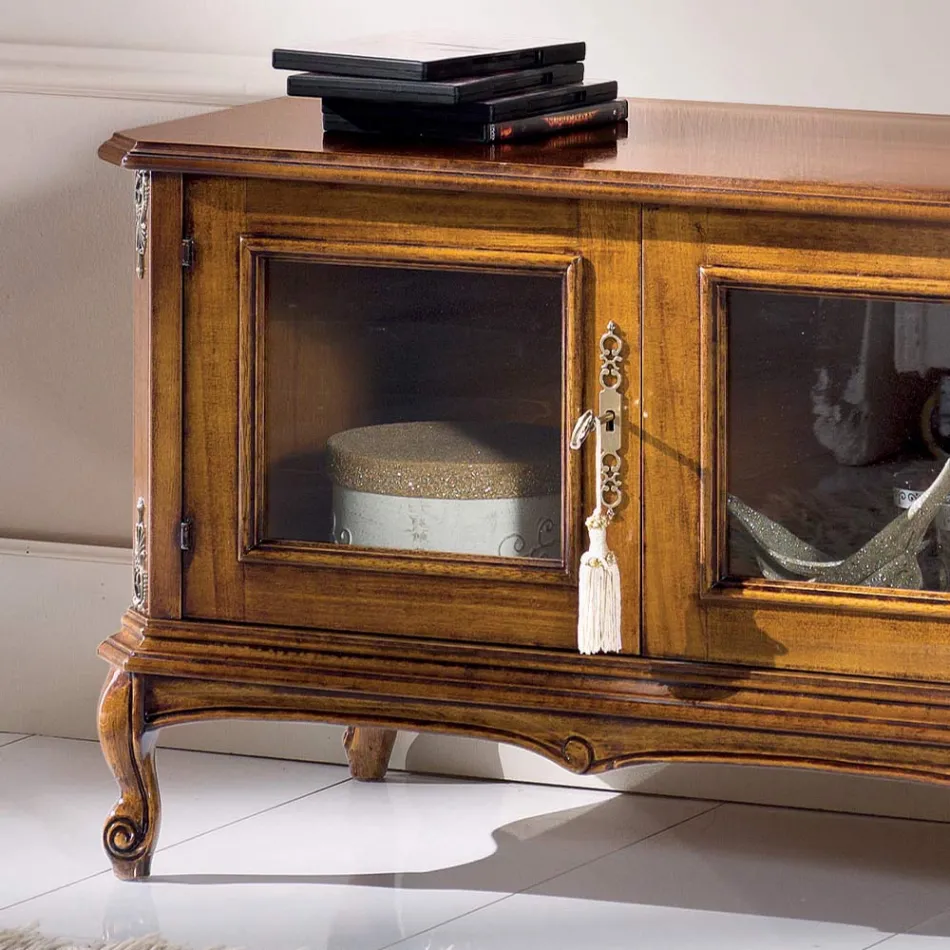 TV-Möbel aus Holz im klassischen Stil mit Glastüren Made in Italy - Richard Viadurini