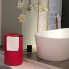 Zylindrischer Wäschekorb aus regeneriertem handgefertigtem Leder Roby Viadurini