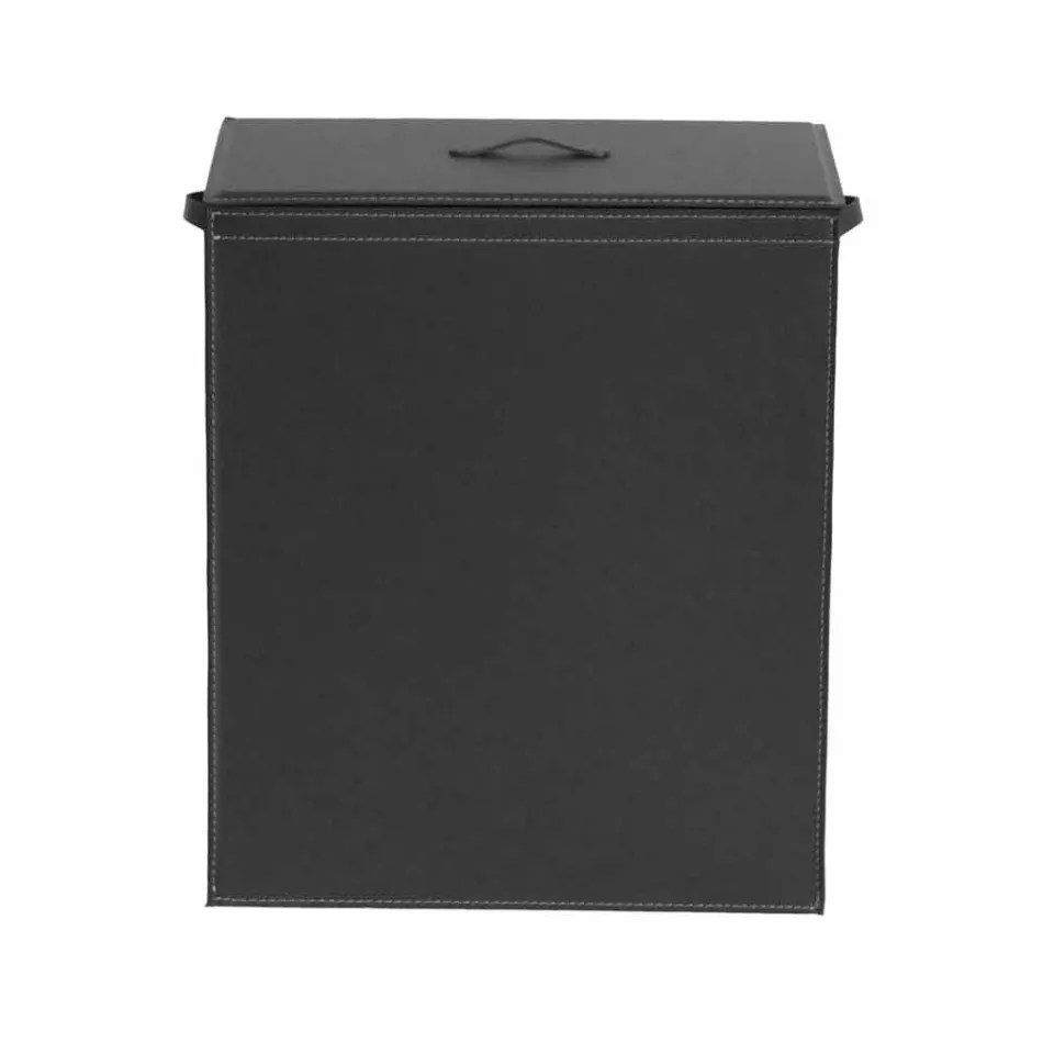 Wäschekorb aus Leder mit einem rechteckigen Design-Basis Peter Viadurini