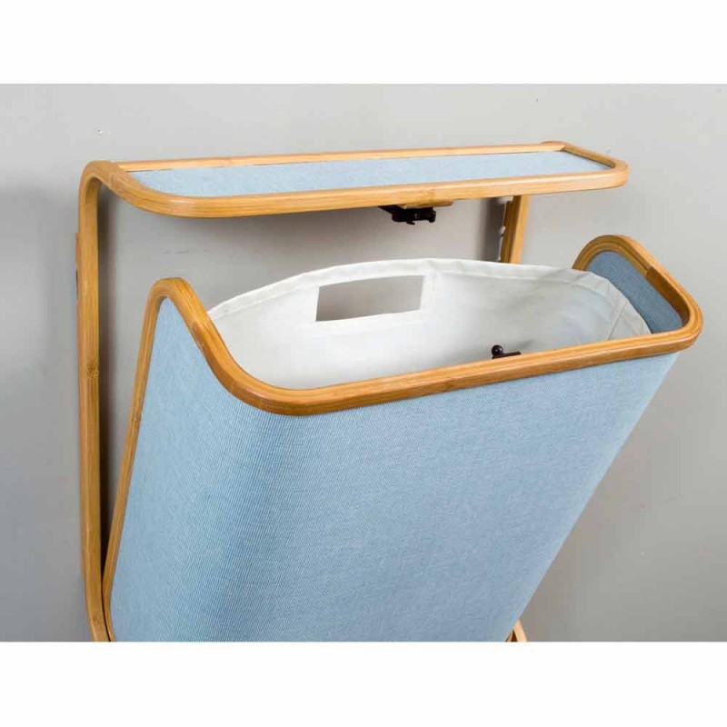 Wandwäschekorb in modernem Design aus Bambus und Marine Valenza