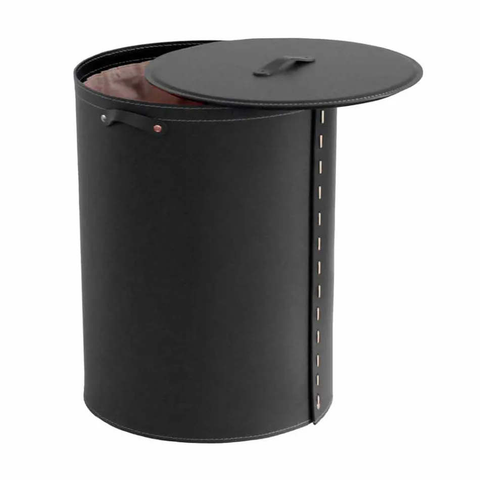 Ovaler Wäschekorb aus regeneriertem Riky-Leder, hergestellt in Italien Viadurini