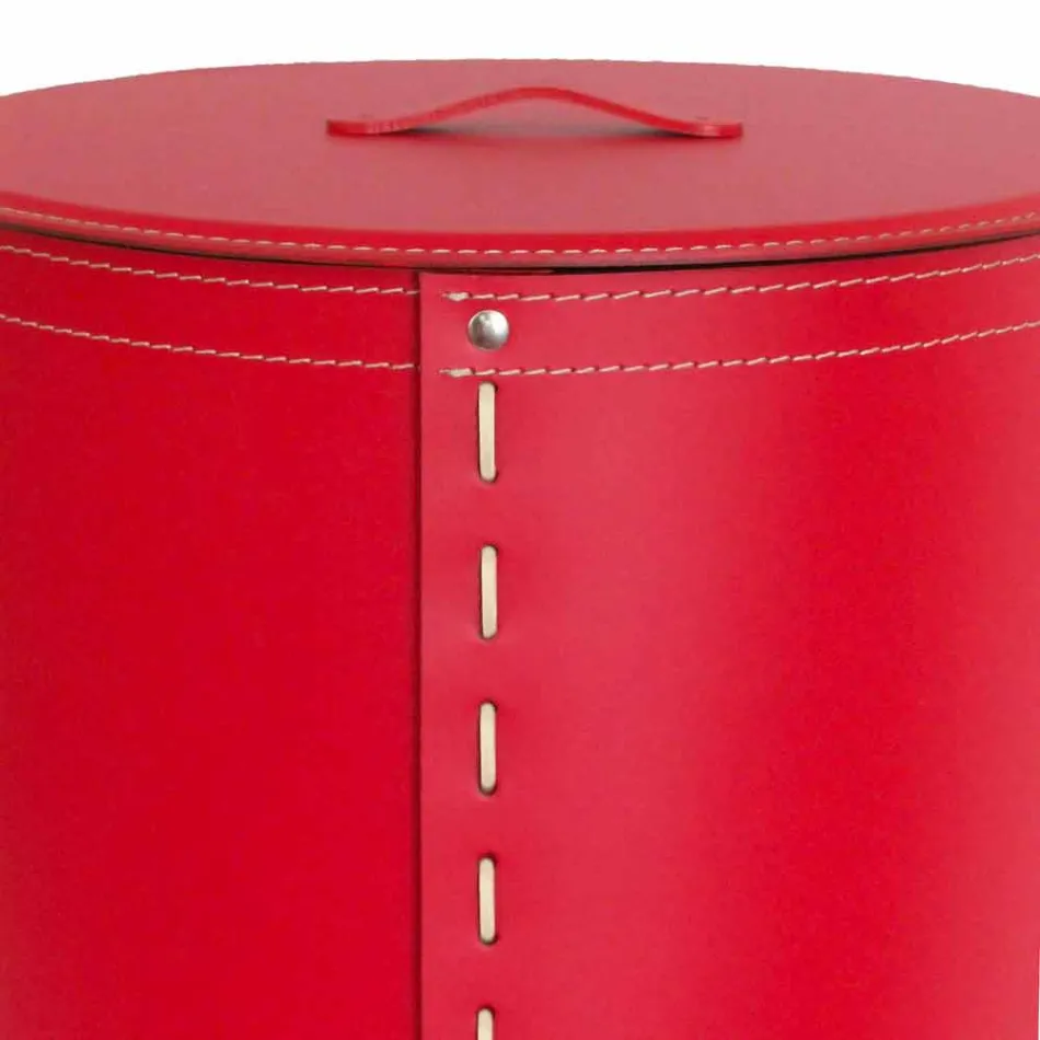 Ovaler Wäschekorb aus regeneriertem Riky-Leder, hergestellt in Italien Viadurini