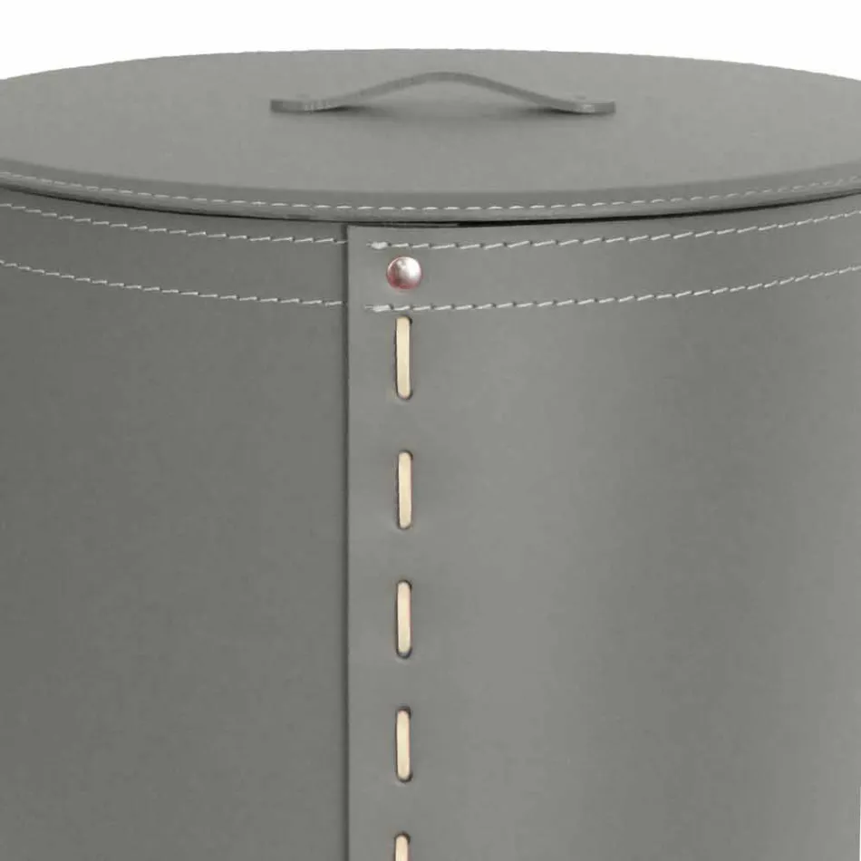 Ovaler Wäschekorb aus regeneriertem Riky-Leder, hergestellt in Italien Viadurini