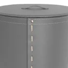 Ovaler Wäschekorb aus regeneriertem Riky-Leder, hergestellt in Italien Viadurini