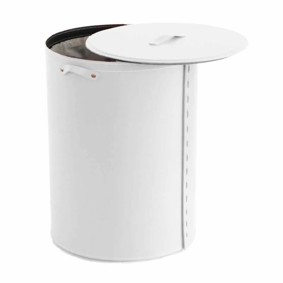 Ovaler Wäschekorb aus regeneriertem Riky-Leder, hergestellt in Italien Viadurini