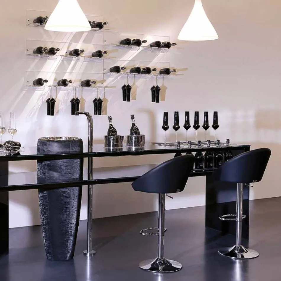 Wandflaschenhalter für 6 Flaschen aus Plexiglas Made in Italy - Canberra Viadurini