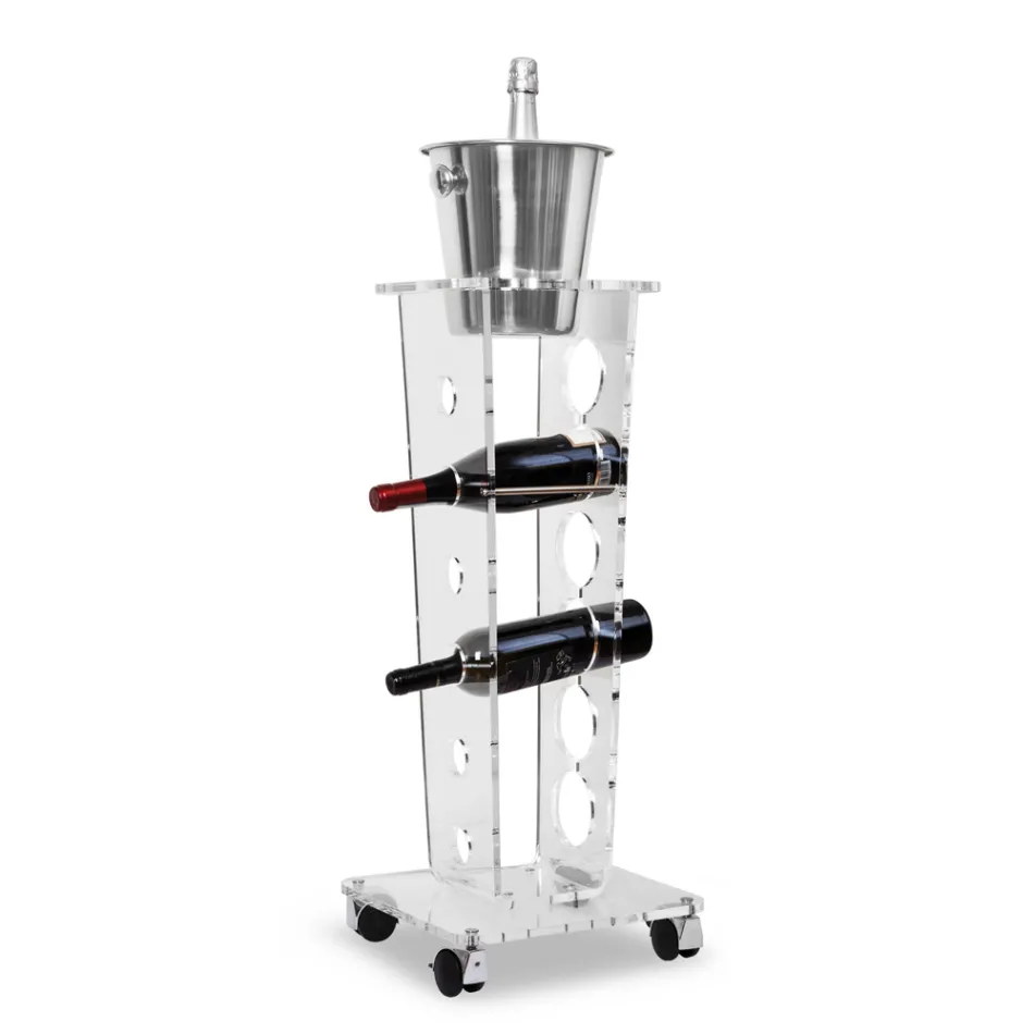 Säulenflaschenhalter und Eiskübel aus transparentem Acryl - Ciampino Viadurini