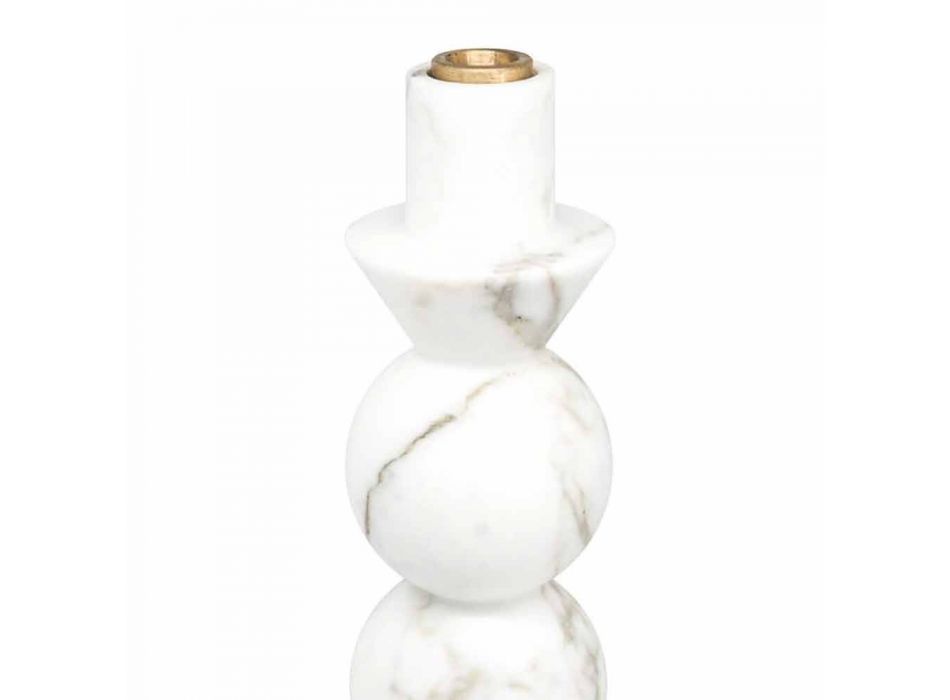 Hoher Kerzenhalter aus weißem Carrara-Marmor und Messing Made in Italy - Oley Viadurini