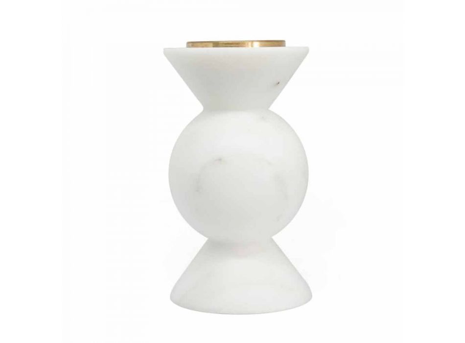 Design Kerzenhalter aus Messing und weißem Carrara-Marmor Made in Italy - Bevis Viadurini